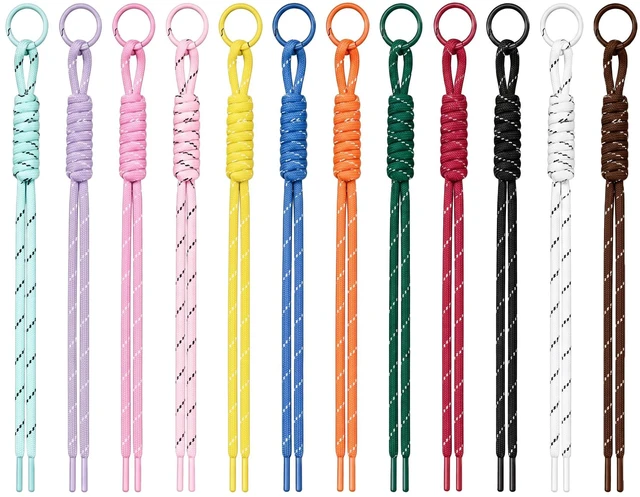 Main image of 12PCS Paracord Keychain Kit, Paracord Bag Charm, Nylon Cords with Rings | 12-Color Rope Keychain Cords, Compatible with Paracord Beads & Chunky Letter Beads, for Bag, Purse, Backpack & Handbag