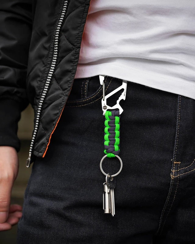 Alt view image 2 of 7 - KC00 Paracord Keychain Carabiner Clip Multitool for Outdoor Carry | 550 Parachute Cord Design, Lightweight Utility Gear, Backpack Accessory, Everyday Carry