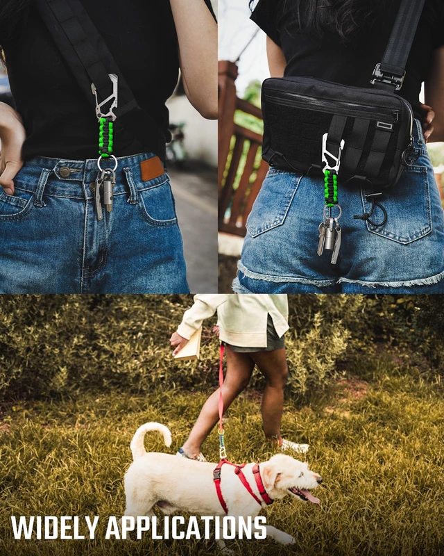 Alt view image 3 of 7 - KC00 Paracord Keychain Carabiner Clip Multitool for Outdoor Carry | 550 Parachute Cord Design, Lightweight Utility Gear, Backpack Accessory, Everyday Carry