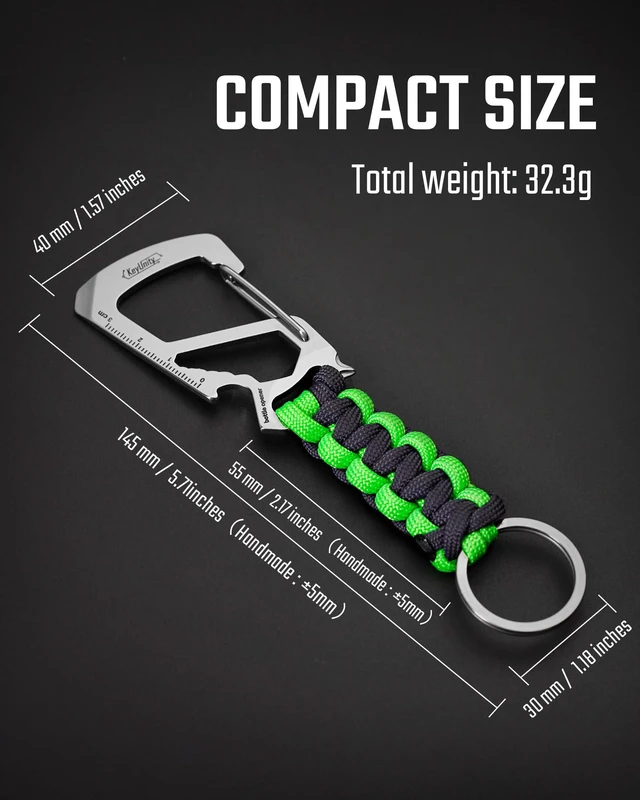 Alt view image 5 of 7 - KC00 Paracord Keychain Carabiner Clip Multitool for Outdoor Carry | 550 Parachute Cord Design, Lightweight Utility Gear, Backpack Accessory, Everyday Carry