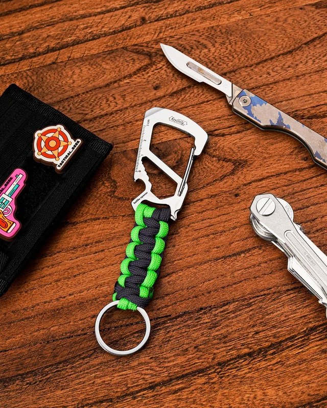 Alt view image 6 of 7 - KC00 Paracord Keychain Carabiner Clip Multitool for Outdoor Carry | 550 Parachute Cord Design, Lightweight Utility Gear, Backpack Accessory, Everyday Carry