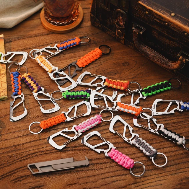 Alt view image 7 of 7 - KC00 Paracord Keychain Carabiner Clip Multitool for Outdoor Carry | 550 Parachute Cord Design, Lightweight Utility Gear, Backpack Accessory, Everyday Carry