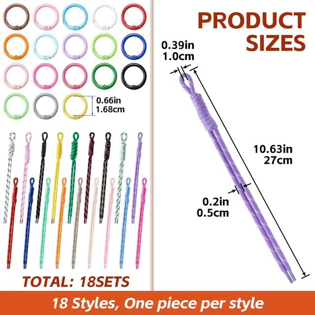 Alt view image 2 of 7 - 18 Pcs Colorful Paracord Keychain, Paracord Bag Charm, 10.63"×0.39" | braided cord keychains, paracord rope rope keychain, for purse handmade rope keychain handbag decoration accessories