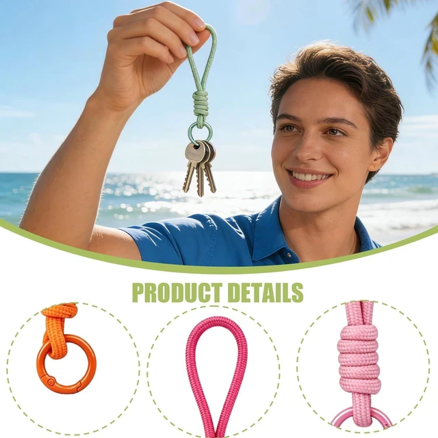 Alt view image 3 of 7 - 18Pcs Paracord Keychain Wristlet Bag Charm Durable and Rope Keychain | Sturdy, Portable, Practical, Multicolored