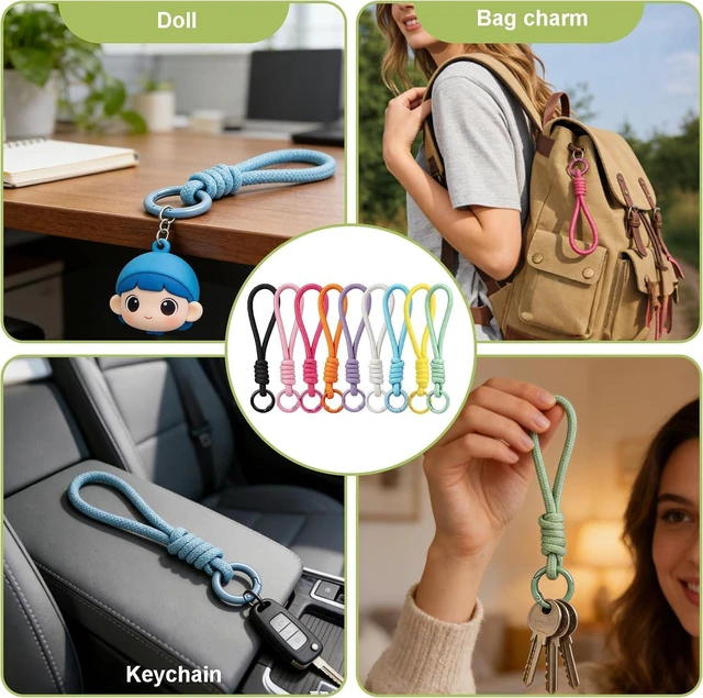 Alt view image 6 of 7 - 18Pcs Paracord Keychain Wristlet Bag Charm Durable and Rope Keychain | Sturdy, Portable, Practical, Multicolored