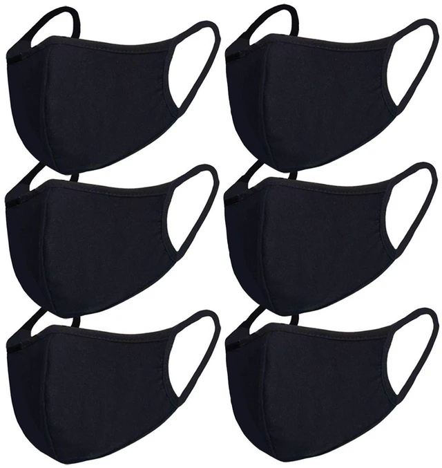 Main image of 6pcs/Pack Black Mask Windproof Dustproof Masks Breathable Reusable Washed for Outdoor Sport Half Face Earloop Cotton Masks