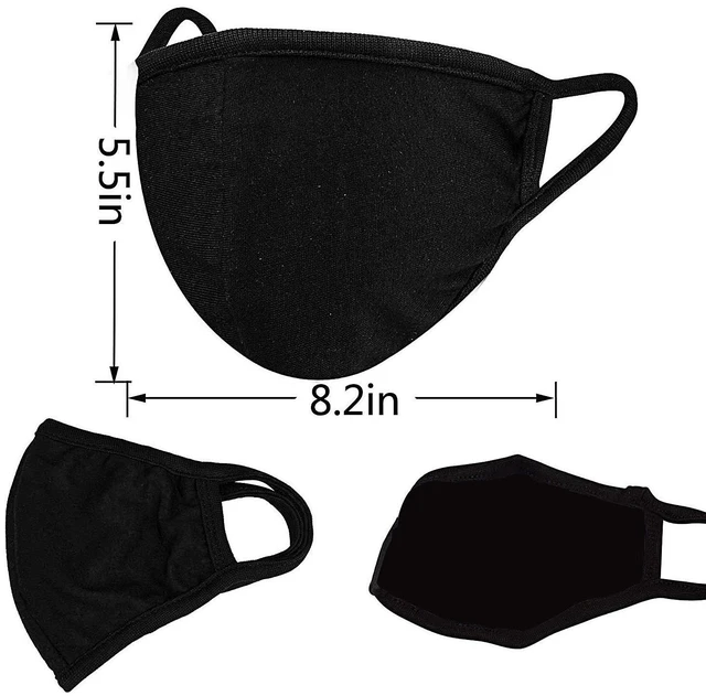 Alt view image 2 of 7 - 6pcs/Pack Black Mask Windproof Dustproof Masks Breathable Reusable Washed for Outdoor Sport Half Face Earloop Cotton Masks