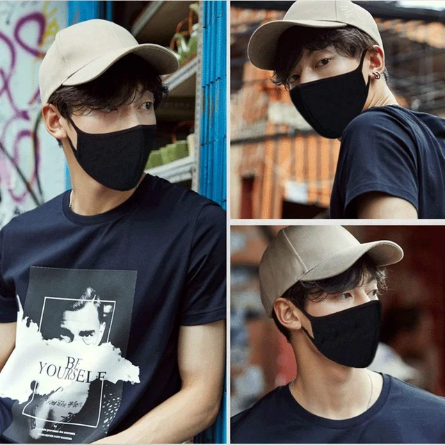 Alt view image 4 of 7 - 6pcs/Pack Black Mask Windproof Dustproof Masks Breathable Reusable Washed for Outdoor Sport Half Face Earloop Cotton Masks