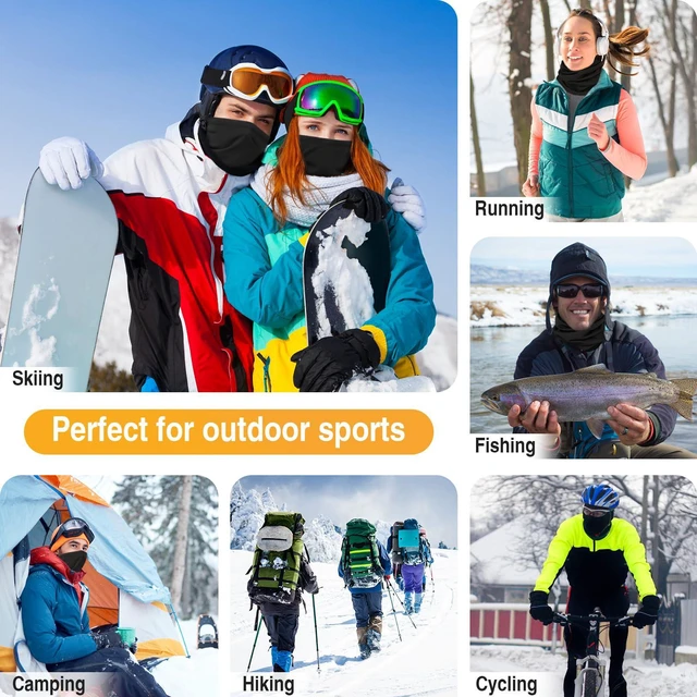 Alt view image 7 of 7 - 2 Pack Winter Neck Gaiter Warmer for Men & Women, Windproof Face Cover Soft Fleece Face Mask Scarf for Cold Weather Outdoor Sports Skiing Cycling