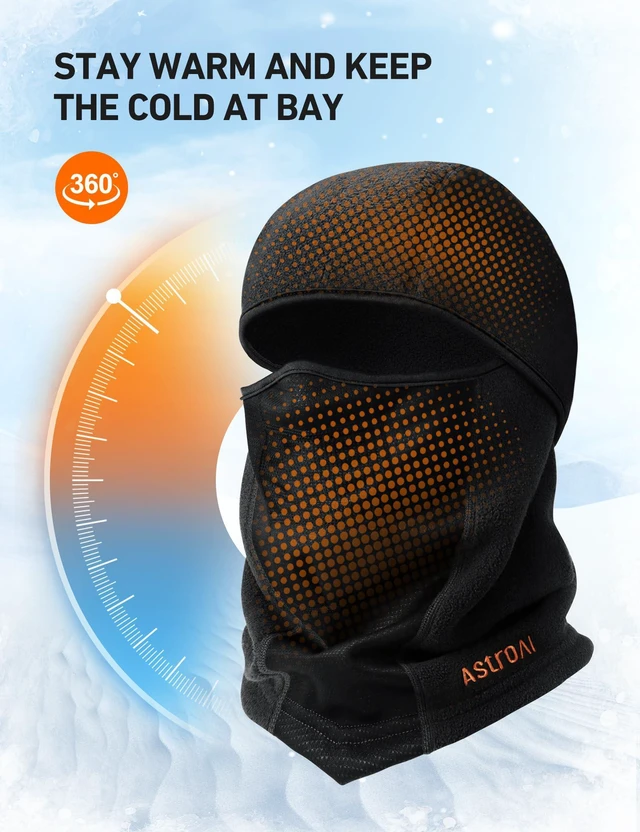 Alt view image 3 of 7 - Windproof Ski Mask, Winter Thermal Fleece Balaclava, Black-M | Breathable Mesh Cold Weather Face Cover for Men & Women, Full Face Mask for Skiing Snowboarding Motorcycle, Fit 21.5-23"