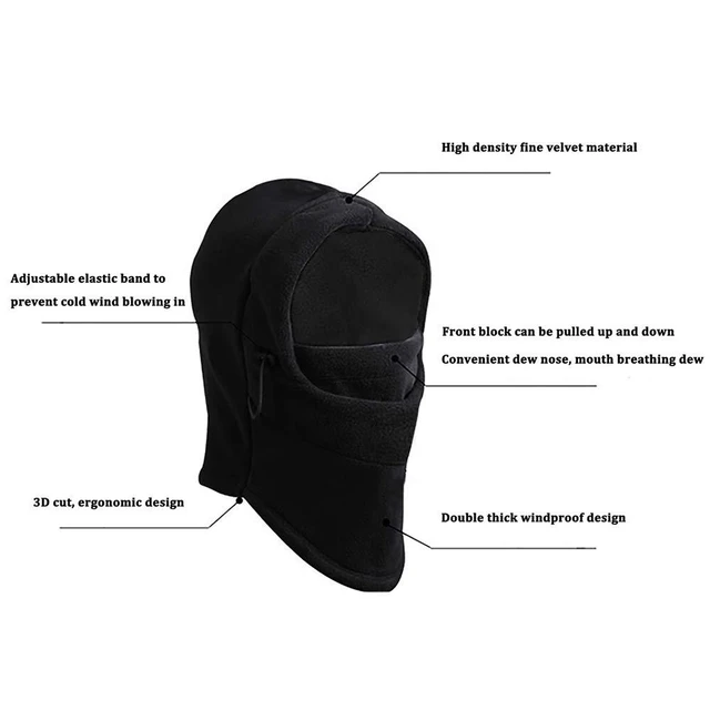 Alt view image 3 of 7 - Balaclava Ski Mask 2 Pcs, Windproof Warm Winter Mask for Men & Women | Full Coverage, Adjustable Fit, Soft Fleece Comfort for Skiing, Snowboarding, Hiking & All Cold Weather Outdoor Sports
