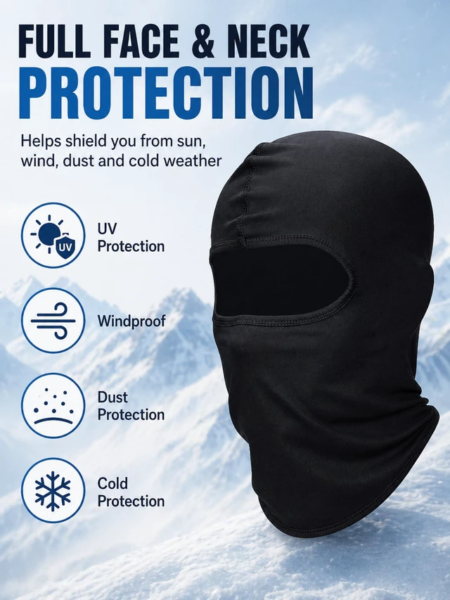 Alt view image 3 of 6 - 6 Pcs Ski Balaclava Men Full Face Cover Mask,Black,Classic | UV Sun Protection, Ice Silk Feel, Black Balaclava Mask, Windproof, for Outdoor Sports Cycling, for Men Women Summer Winter