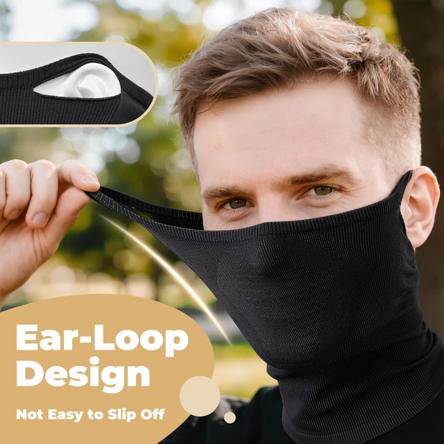 Alt view image 3 of 6 - Thin Ear Loop Neck Gaiter, Lightweight Breathable Outdoor Face Mask | Ear loop anti-slip design, Windproof, Versatile for running, cycling, hiking, fishing, commute & cosplay