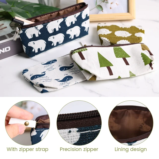 Alt view image 3 of 6 - 10 Packs Canvas Zipper Pencil Bags | Small Cosmetic Makeup Bags Coin Purse Multifunctional, Cosmetic Makeup Bag Small Pouches, Purse
