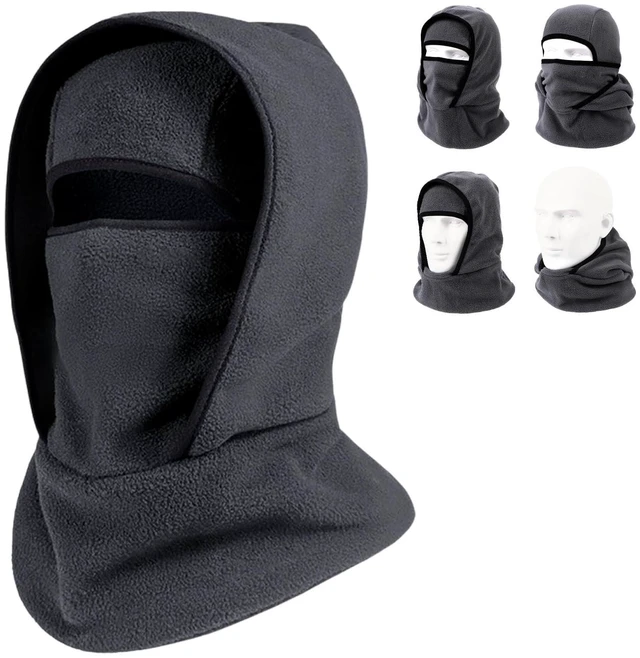 Main image of Outdoor Winter Warm Hat Neckband Integrated Cycling Ski Mask, Winter Windproof Balaclava Fleece Thermal Warm Full Faces Ski Head Face Outdoor Mask Hood Cycling Cap Cover Thermal Hat, Dark Gray