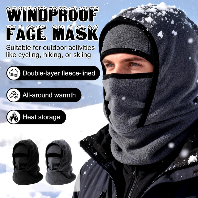 Alt view image 2 of 7 - Outdoor Winter Warm Hat Neckband Integrated Cycling Ski Mask, Winter Windproof Balaclava Fleece Thermal Warm Full Faces Ski Head Face Outdoor Mask Hood Cycling Cap Cover Thermal Hat, Dark Gray
