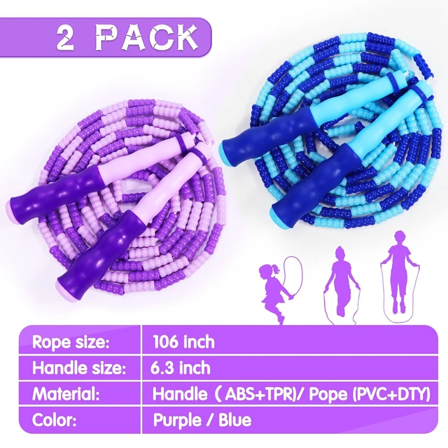 Alt view image 3 of 5 - Jump Rope Kids-Soft Beaded Skipping Rope Adjustable Tangle-Free Segmented Jumping Rope for Children and Students