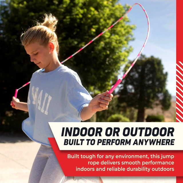 Alt view image 4 of 7 - Elite Jumps Beaded Kids Jump Rope, Adjustable, Pink Purple, 7 ft | Shatterproof segmented beads. Tangle-free and lightweight. Fun fitness and outdoor play for kids.