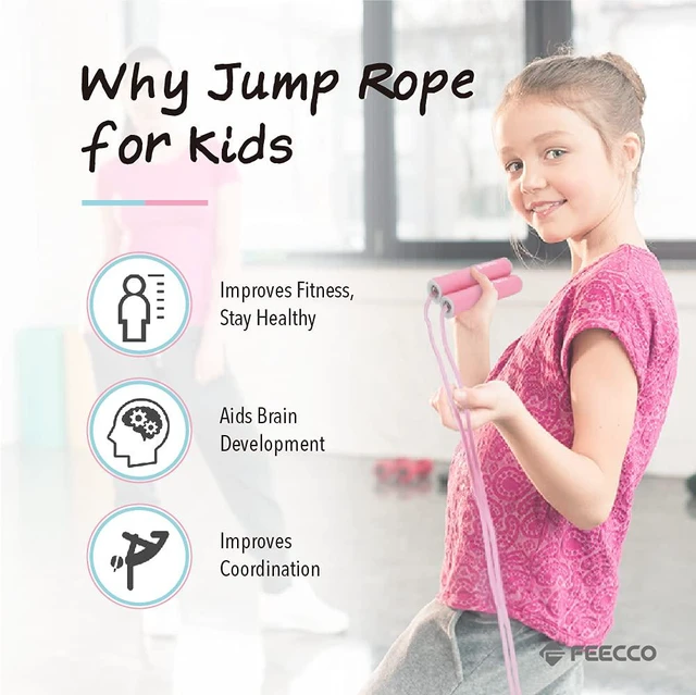 Alt view image 6 of 7 - Jump Rope for Kids, Pink & Blue Rope with Ball Bearings and Robust Handles