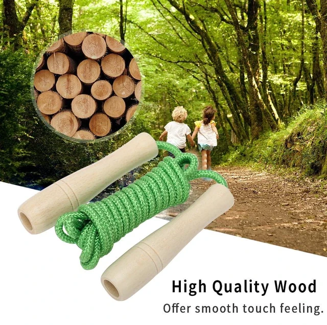 Alt view image 5 of 7 - Jump Rope for Kids, Adjustable Toddler Skipping Rope with Wooden Handle, 8.5ft Child Jumping rope for Girls and Boys Workout Outdoor Activity (Green)