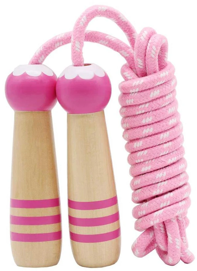 Main image of Jump Rope Kids, 7ft Adjustable Cotton Skipping Rope with Wooden Handle for Boys and Girls Fitness Outdoor Exercise(Pink)