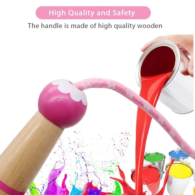 Alt view image 2 of 7 - Jump Rope Kids, 7ft Adjustable Cotton Skipping Rope with Wooden Handle for Boys and Girls Fitness Outdoor Exercise(Pink)