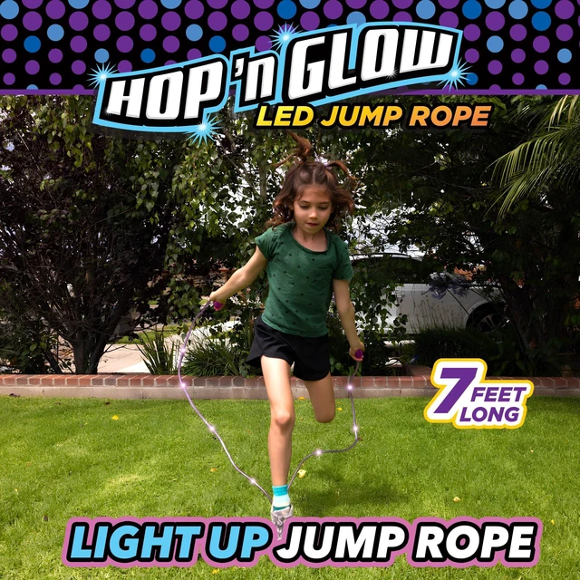 Alt view image 2 of 6 - Sports Hop N' Glow, LED Jump Rope for Kids, Ages 3+ - 7 Feet Long | Purple Glow in the Dark Jumping Rope, Backyard Summer Active Play Toys for Outdoor Yard & Park - Skipping Rope