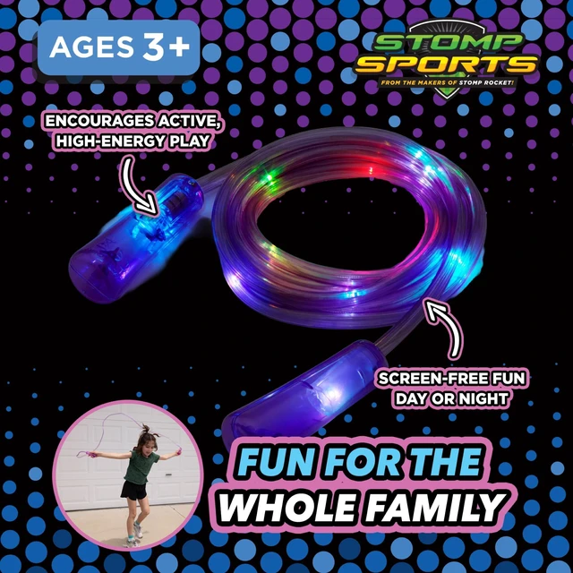 Alt view image 3 of 6 - Sports Hop N' Glow, LED Jump Rope for Kids, Ages 3+ - 7 Feet Long | Purple Glow in the Dark Jumping Rope, Backyard Summer Active Play Toys for Outdoor Yard & Park - Skipping Rope