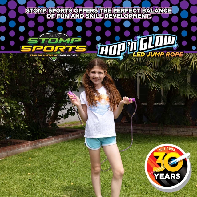 Alt view image 6 of 6 - Sports Hop N' Glow, LED Jump Rope for Kids, Ages 3+ - 7 Feet Long | Purple Glow in the Dark Jumping Rope, Backyard Summer Active Play Toys for Outdoor Yard & Park - Skipping Rope