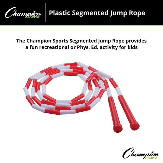 Alt view image 2 of 5 - Classic Plastic Segmented Beaded Jump Ropes - Phys. Ed, Gym, Fitness and Recreational Use, 7'L, Red/White