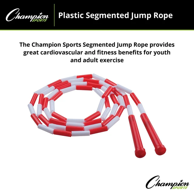 Alt view image 3 of 5 - Classic Plastic Segmented Beaded Jump Ropes - Phys. Ed, Gym, Fitness and Recreational Use, 7'L, Red/White