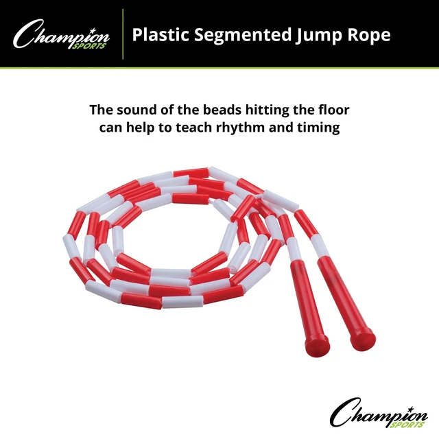 Alt view image 4 of 5 - Classic Plastic Segmented Beaded Jump Ropes - Phys. Ed, Gym, Fitness and Recreational Use, 7'L, Red/White
