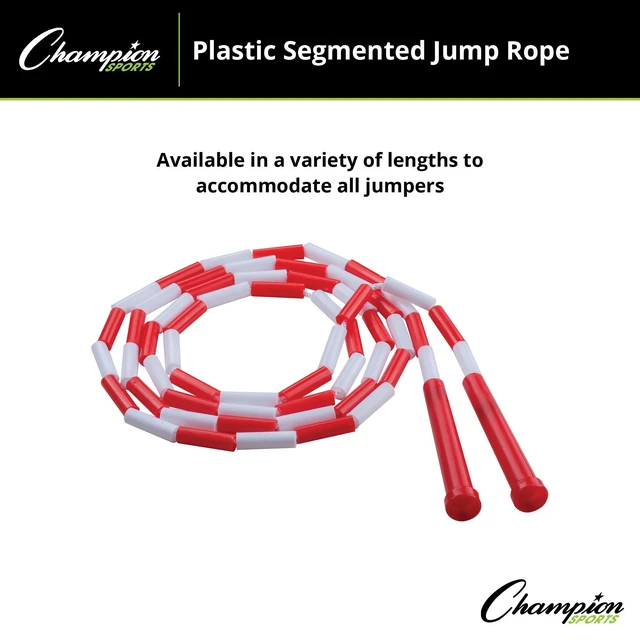 Alt view image 5 of 5 - Classic Plastic Segmented Beaded Jump Ropes - Phys. Ed, Gym, Fitness and Recreational Use, 7'L, Red/White