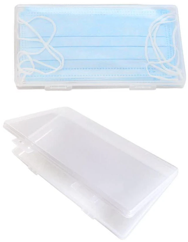 Main image of Mask Storage Case 2 Pack Masks Organizer with Lid Dustproof Clear | Portable Mask Case Storage Box Disposable/Reusable Face Masks Organizer Storage Plastic Box for Mask Pollution Prevention