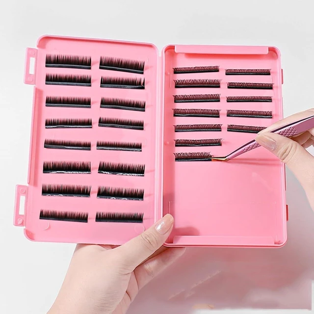 Alt view image 2 of 7 - Eyelash Storage Case,Masks Organizer, False Eyelashes Storage Box Portable,Face Masks Plastic Case Storage Box (Pink)