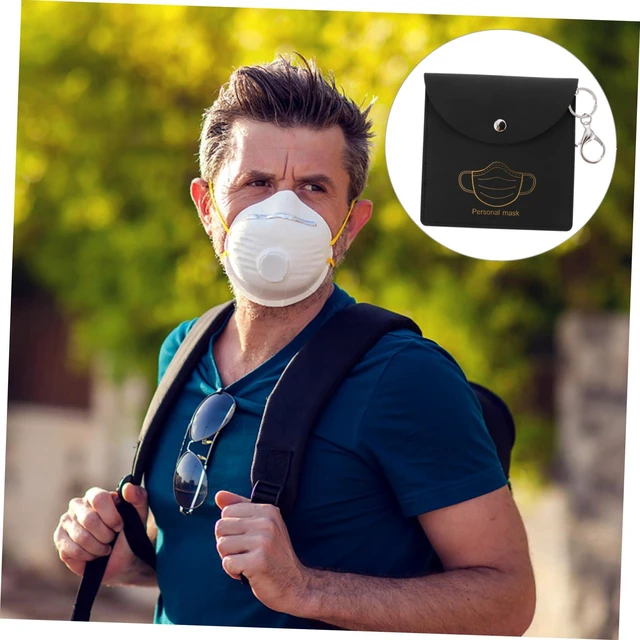Alt view image 3 of 7 - Portable Mask Storage Bag with Clip Pu Disposable Mask Holder Storage Case for Travel Business Outdoor Use Backpack Handbag Belt or Keychain