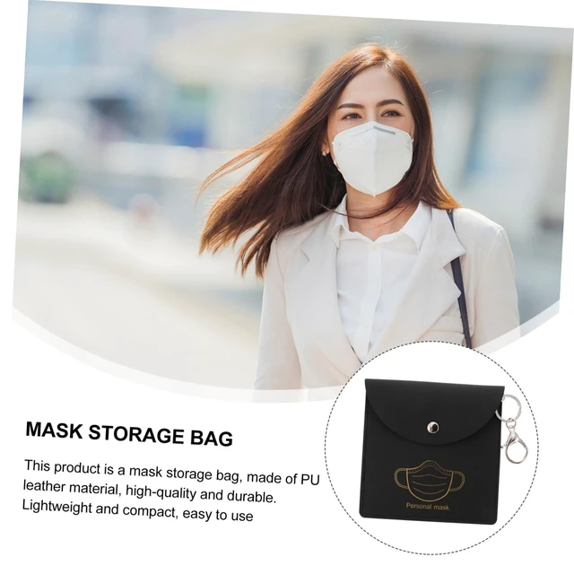 Alt view image 5 of 7 - Portable Mask Storage Bag with Clip Pu Disposable Mask Holder Storage Case for Travel Business Outdoor Use Backpack Handbag Belt or Keychain