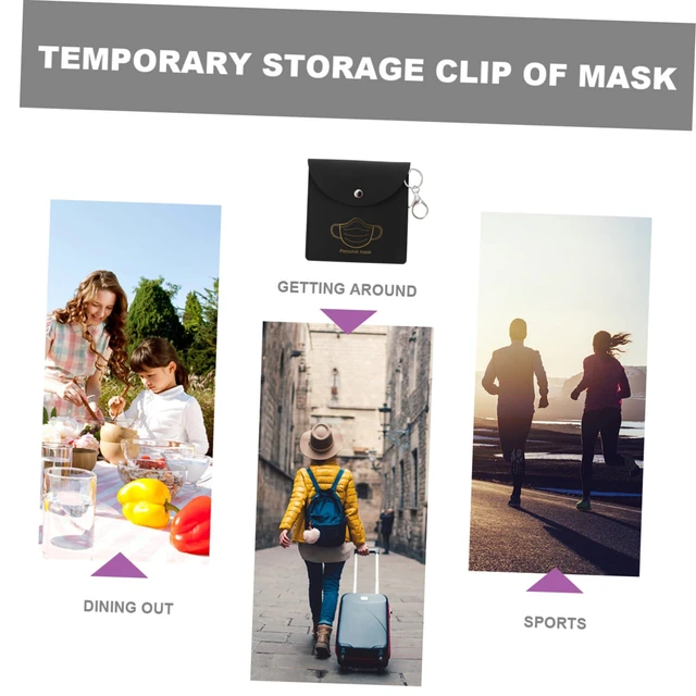 Alt view image 7 of 7 - Portable Mask Storage Bag with Clip Pu Disposable Mask Holder Storage Case for Travel Business Outdoor Use Backpack Handbag Belt or Keychain