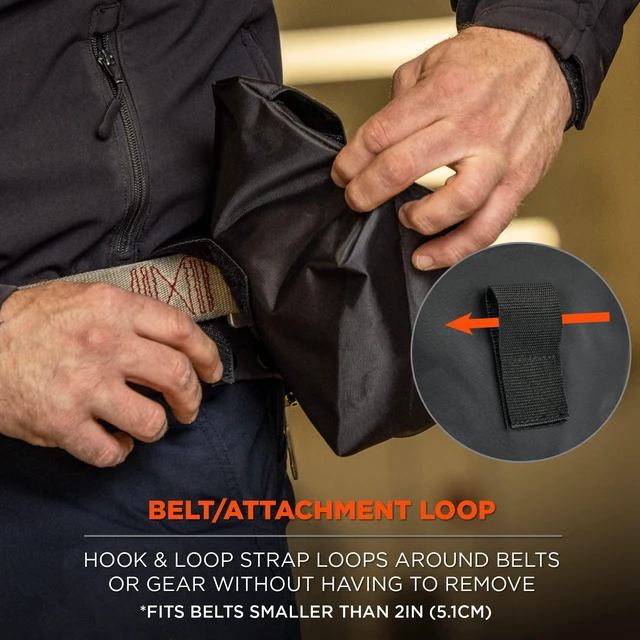 Alt view image 3 of 7 - Carry Pouch for Half Mask Respirators, Straps to Attach Around Belt, Cover Flap Closure, 8.5" L x, 3" W, 7" H, Ergodyne Arsenal 5182,Black