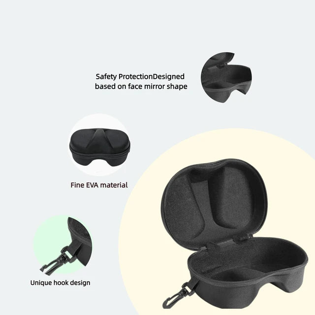 Alt view image 5 of 7 - Portable Dive Mask Case, 1PC Snorkel Mask Storage Box with Hook, EVA Material Lightweight Protective Container for Swimming Goggles & Diving Mask(Black)