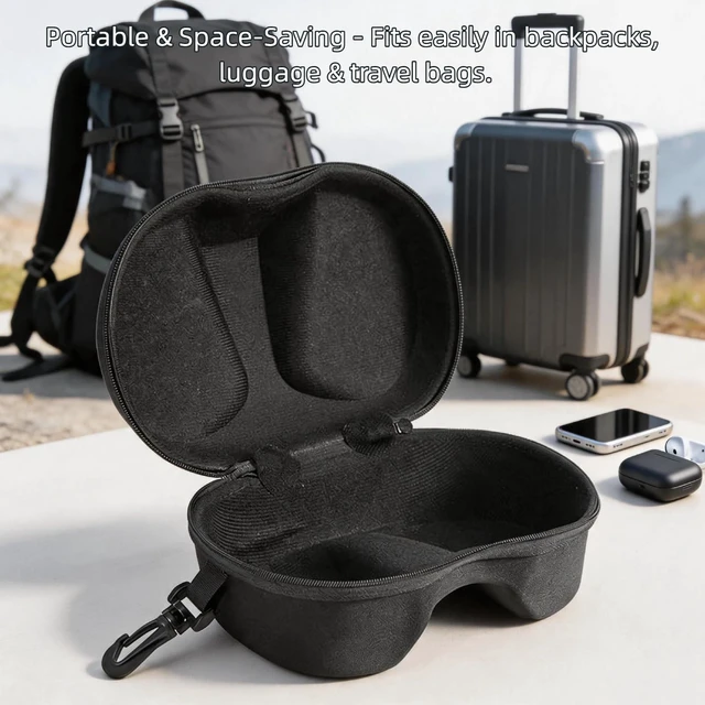 Alt view image 6 of 7 - Portable Dive Mask Case, 1PC Snorkel Mask Storage Box with Hook, EVA Material Lightweight Protective Container for Swimming Goggles & Diving Mask(Black)