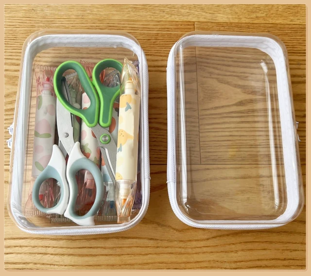 Alt view image 5 of 7 - Clear Hard Shell Zipper Case Pencil Case Pouches for Cosmetic Storage Organizer(S+S)