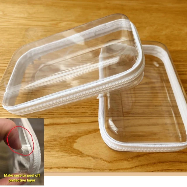 Alt view image 2 of 7 - Clear Hard Shell Zipper Case Pencil Case Pouches for Cosmetic Storage Organizer(S+S)