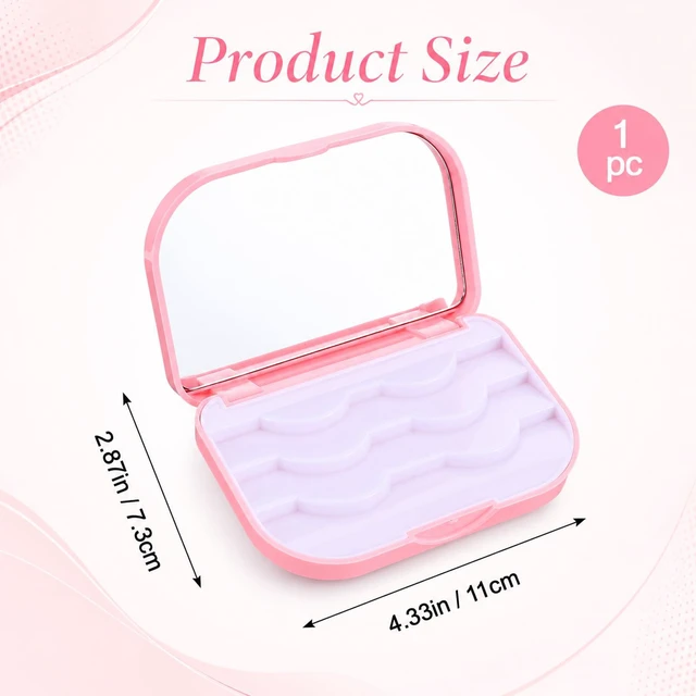 Alt view image 2 of 7 - 3-Layer Eyelash Storage Case with Mirror, Portable Pink Lash Organizer | Makeup Storage Box Empty Travel Cases Cosmetic Organizer Box Fake Eyelash Container Lash Packaging Pink