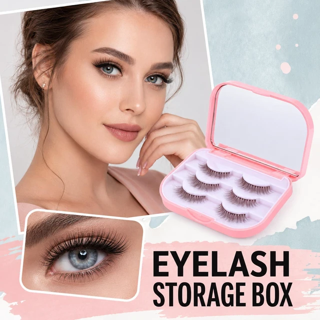 Alt view image 4 of 7 - 3-Layer Eyelash Storage Case with Mirror, Portable Pink Lash Organizer | Makeup Storage Box Empty Travel Cases Cosmetic Organizer Box Fake Eyelash Container Lash Packaging Pink