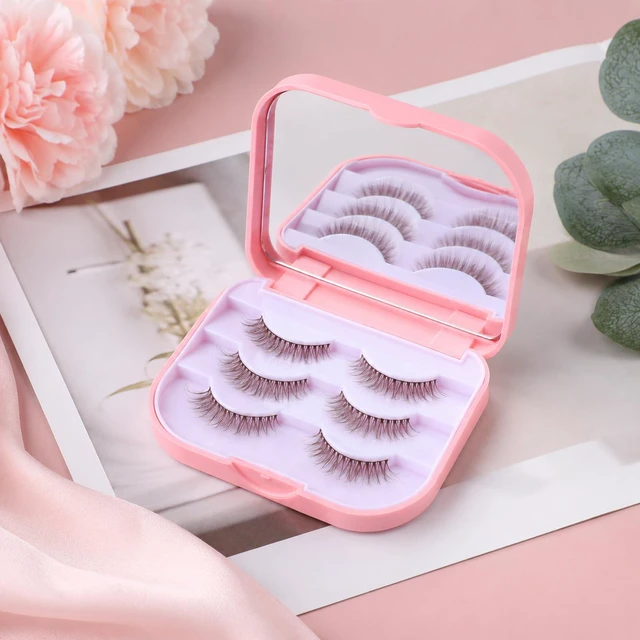 Alt view image 6 of 7 - 3-Layer Eyelash Storage Case with Mirror, Portable Pink Lash Organizer | Makeup Storage Box Empty Travel Cases Cosmetic Organizer Box Fake Eyelash Container Lash Packaging Pink