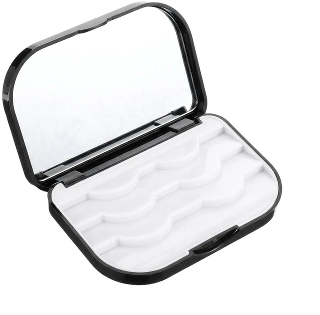 Main image of Eyelash Storage Case, 3 Layer False Eyelash Travel Case Fake Eye Lash Cases with Mirror Makeup Storage Box Empty Cosmetic Organizer Box Lash Packaging Can Store 3 Pairs (Black)