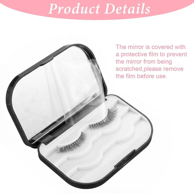 Alt view image 3 of 7 - Eyelash Storage Case, 3 Layer False Eyelash Travel Case Fake Eye Lash Cases with Mirror Makeup Storage Box Empty Cosmetic Organizer Box Lash Packaging Can Store 3 Pairs (Black)