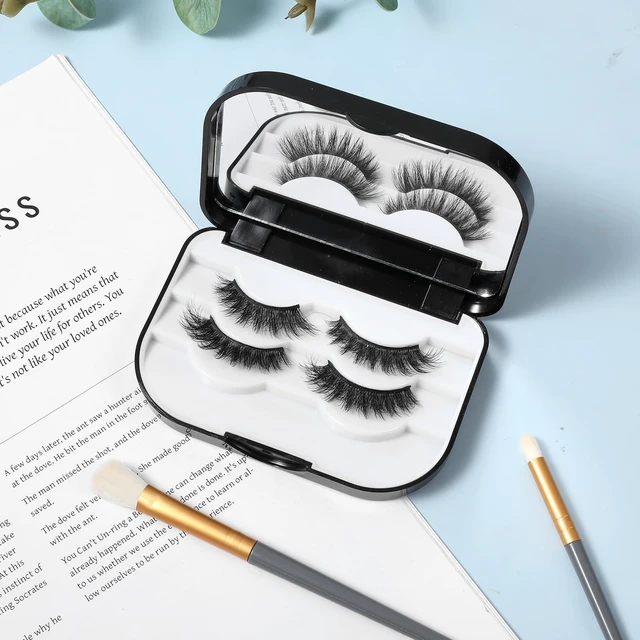 Alt view image 7 of 7 - Eyelash Storage Case, 3 Layer False Eyelash Travel Case Fake Eye Lash Cases with Mirror Makeup Storage Box Empty Cosmetic Organizer Box Lash Packaging Can Store 3 Pairs (Black)