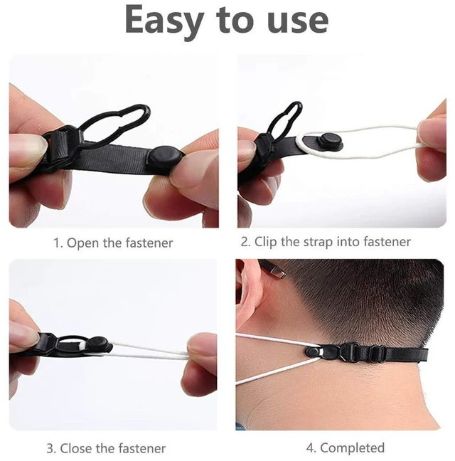 Main image of Mask Strap, Face Mask Holder Clip 10Pcs Elastic Ear Protector | Adjustable Strap for Back of Head, Comfortable Mask Extender for Adults, Reusable Straps for Long Wear, Pain Relief Solution